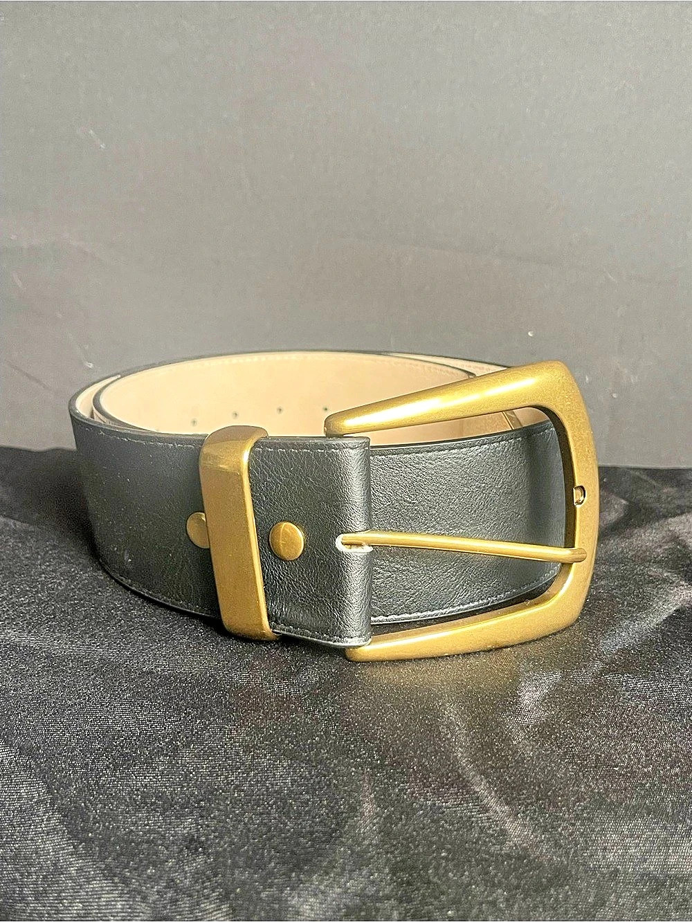 ManMade Leatherette Black & Gold Belt